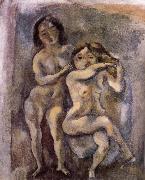 Jules Pascin Gril with sheila are hackle golden hair china oil painting artist